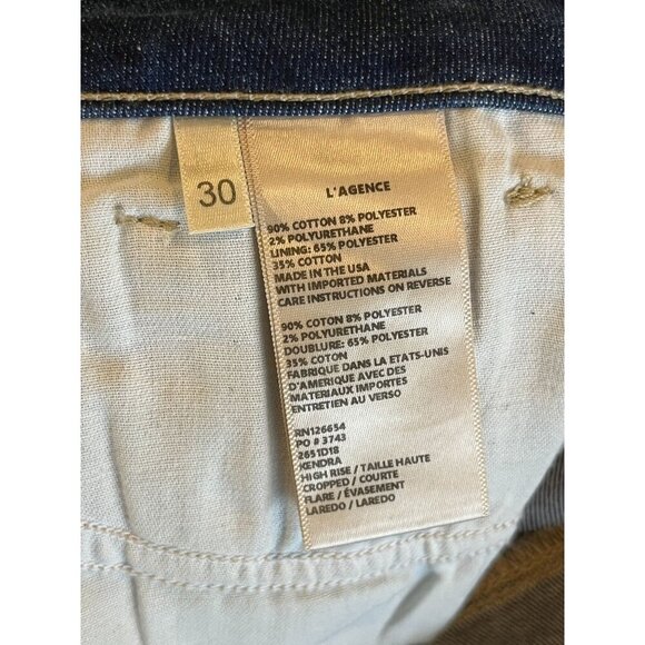 L'AGENCE Kendra High Rise Cropped Flare Jeans in Laredo Women Size 30 - Picture 11 of 12